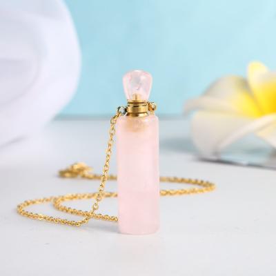 China TRENDY Crystal Gemstone Water Bottle Quartz Crystal Oil Fashion Necklace Infused Pendant Crystal for sale