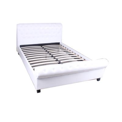 China Eco-Friendly Smart Luxury White Tufted Faux Iron Charpai Bedroom Furniture Sleep Pod Pakistan Sleigh Bed Leather Bed Design Eco-friendly Button for sale