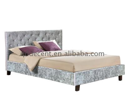 China Soft Brand New Wooden Bed Sofa Scenographies Crushed Velvet Bed for sale