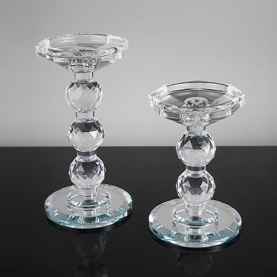 China Romantic Single Arm Candlestick Glow Supply Glass Candelabras Clear Tall Glass Candle Holders Candle Holder for sale