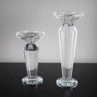 China Romantic Transparent Candlelight New Arrival Block Pillar Crystal Candle Holder Table Candle Holders Centerpiece Top Decor for sale