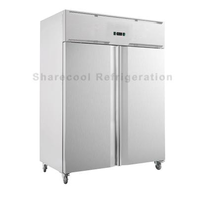 China Adjustable Shelves Stainless Steel Upright Refrigerator Double Door CE Approved for sale