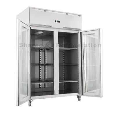 China Monoblock R404a Stainless Steel Upright Freezer Defrosting Glass Door for sale