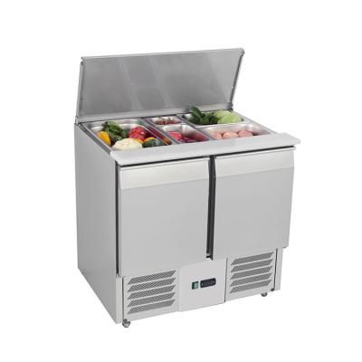 China Fan Cooling AISI 304 Salad Display Chiller 110V 60HZ Salad Counter Fridge for sale