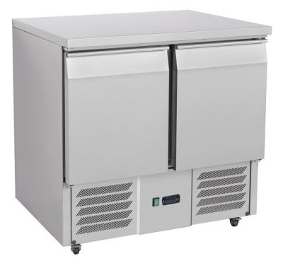 China R134a Refrigerated Saladette Counter AISI304 Stainless Steel 2 Door Saladette Fridge for sale