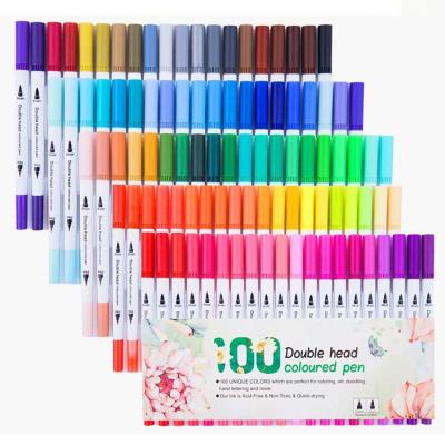 China Color Books 100 Amazon Art Grade Dual Tip Hot WATER COLOR Brush Pens Art Markers for Art School Student or Artist for sale