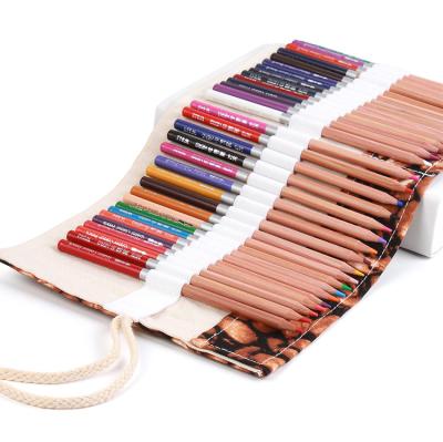 China Basswood/Poplar Wood 36/48/72 Art Coloring Set Colored Pencils with Wrapping Canvas Wrap for sale