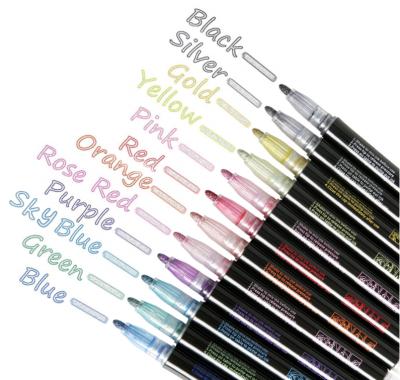 China Color Paint Marker 12 Color Shimmer Set Marker Pens Marker Set Metallic Double Line Pen for sale