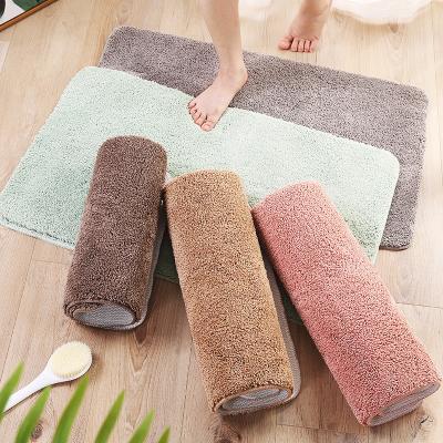 China Low MOQ Washable Single Color Deep Absorb Water Absorption Plush Anti Slip Floor Mat Covers for sale