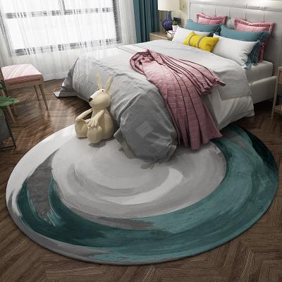 China Non-slip Bohemian Velvet Blankets Round Living Room Washable Rounded Circular Carpet Floor Rug for sale