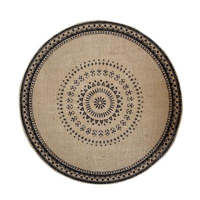 China Modern Tabletex Nature Jute Printed Round Decorative Place Mats For Dining Tableware for sale