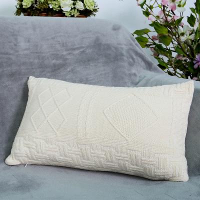 China 2021 Anti Static High Quality Soft Cotton Kniited Pillow Case Cushions Covers Geometric Solid Heavy For Home Decor 30x50cm for sale