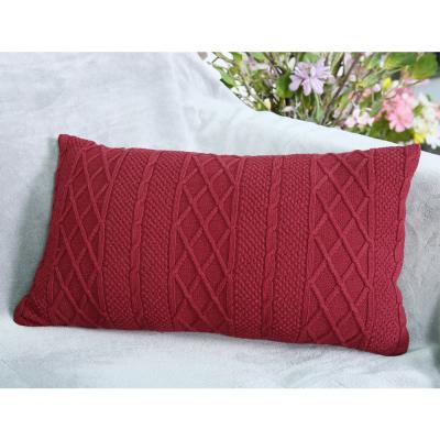 China 2021 High Quality Custom Kniited Soft Cotton Pillow Case Anti-Static Cushions Covers Geometric Red For Sofa 30x50cm for sale