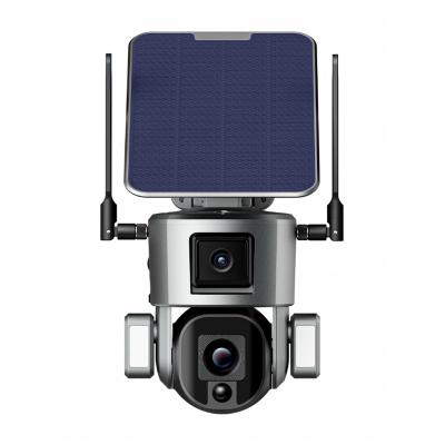 China Human Motion Tracking 4K Outdoor Solar Surveillance Security Camera Dual Lens CCTV 4G WIFI PTZ Alarm Linkage Camera for sale