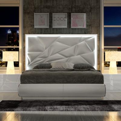 China Modern LED Headboard King Size Leather LED Double Single Bed for sale