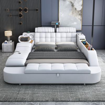 China Soft Modern Tufted Leather Tatami Smart Multifunction Bed With Massage Functions for sale