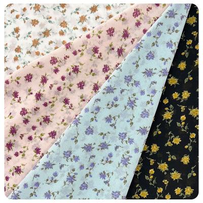 China Wrinkle Resistant 75D 2800 Light Floral Print Polyester Chiffon Fabric Women Breathable High Waist Dress Scarf Hijab for sale