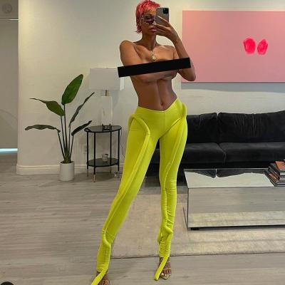 China QUICK DRY women's pants fashion fluorescent color high waist lift new tight plus pants sports casual women's pants for sale