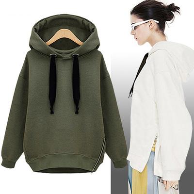 China Women's anti-shrink clothing loose top jacket long sleeve head plus size velvet plus size mid thickness guard length female hoodie and sweatshirt for sale