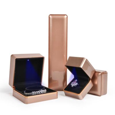 China Custom jewelry box Wholesale Ring Bracelet Necklace Earring Packaging LED Jewelry Box With LED Light for sale