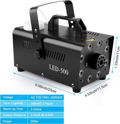 China 2022 New 500W Mini Fog Machine With 8 Pcs RGB 3in1 LED Smoking Machine 0.4L for sale