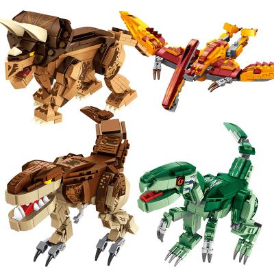 China Hot Selling MODEL TOY Panlos MODEL 3 in 1 Christmas Gift for Kids Dinosaur Block Assemble Educational DIY TOYS Dinosaur Block Toys Set for sale