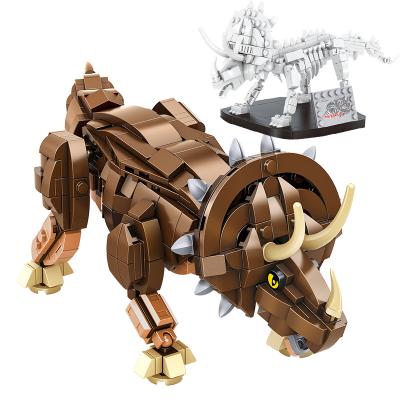 China Creative Dinosaur Building Block Toys MOC Building Block Toys MODEL TOY Panlos Triceratops and Fossils for Children for sale