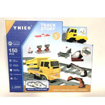 China Railway Slot Toy Track Train Brick Plastic Electric Puzzle Slot Toy ABS Building Blocks Set for sale