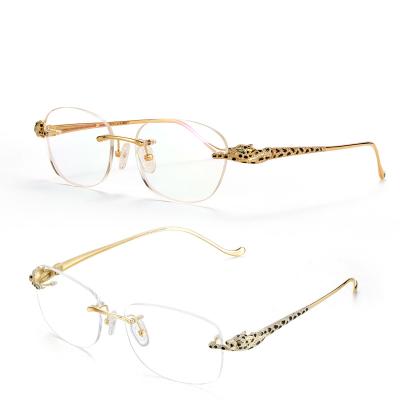 China Rimless Glasses Frame Luxury18k Gold Frames Frames Customizable Eyewears Diamond Glass Buffalo Horn Lenses for sale