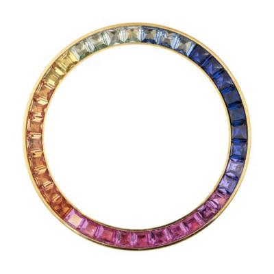 China Aftermarket D/T Original Version D/T Rainbow Watch Bezel Inserts 40mm Made in 18K Gold or Stainless Steel for sale