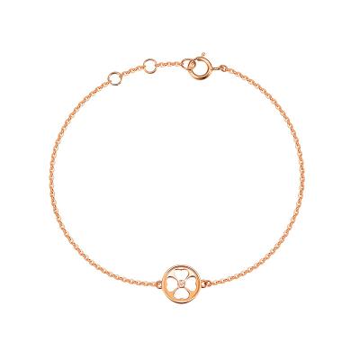 China Luxury New Design Real 18K Rose Gold Four-Leaf Clover Bracelet Solid Inlaid with Natural Diamonds for Women and Girls for sale