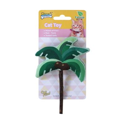 China Viable sample offered quality natural wooden stick footprint plush catnip pet toys for cats for sale