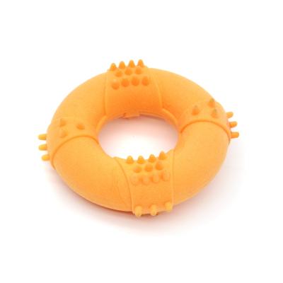 China Viable Funny Dog Chews Squeaky Deluxe Toys Bulk Squeaky Spiky Dog Toy Ring Rugby Dog Toys TPR for sale