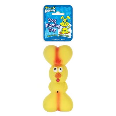 China Promotional Gift Viable Promotional Squeaky Latex Monkey Bear Chicken Duck Face Dog Soft Chew Bone Animal Toy for sale