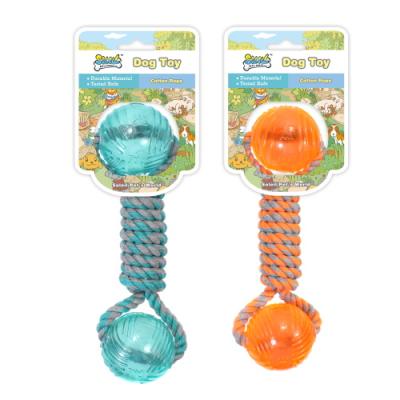 China Transparent Toy Outdoor Tug War Pull Rope Interactive Viable Cotton TPR Twist Rope Dog Ball Dog Toy for sale