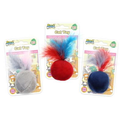 China Super Value Viable Cat Gift Stuffed Plush Catnip Promotional Cat Ball Toy With Feather for Kitty Playing for sale