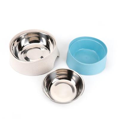 China Sustainable Super Durable Personalized Straw Steel Eco Dog Bowl Natural Spilled Water And Food Proof for sale