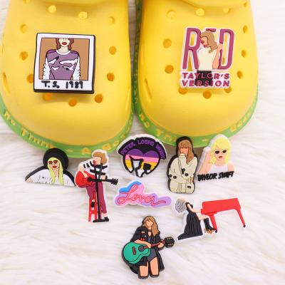 China Wholesale Soft Customize Rock Star TaylorSwift Guitar DIY PVC Shoe Charm Croc Charms Shoe Decorations Unisex Gift for sale