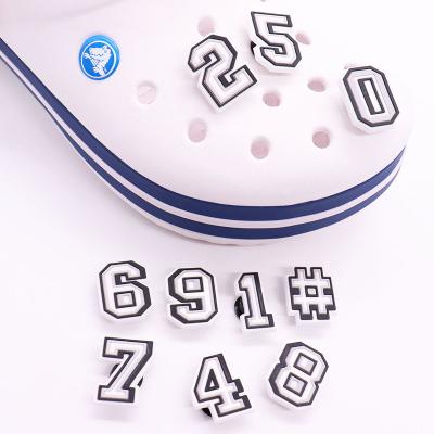 China Soft 10 Pcs+ Wholesale Customize PVC Shoe Charm Arabic Numerals Charms Designer Charms Shoe Decorations for sale