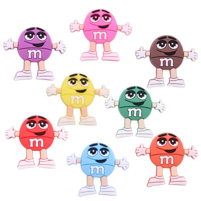 China Soft 10 Pcs+ Wholesale Customize Designer Shoe Decorations Kids Paty Gify Chocolate Beans Millimeter PVC Shoe Charm for sale