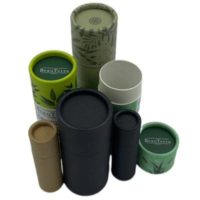 China Recyclable Lift Up Kraft Paper Tube Balm Stick Canister Push Tube Lip Balm Deodorant Stick Carton Customized Container for sale