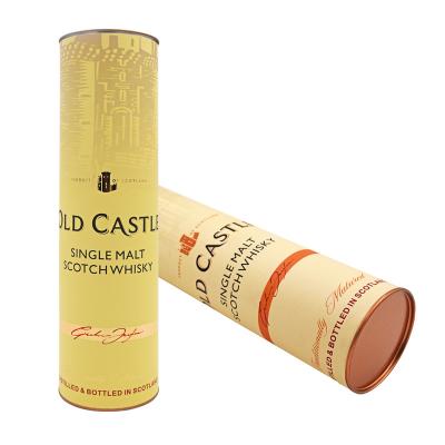 China Factory Cheap Price Biodegradable Cylinder Packaging Paper Tube Box Red Wine Custom Paper Box With Metal Lid for sale