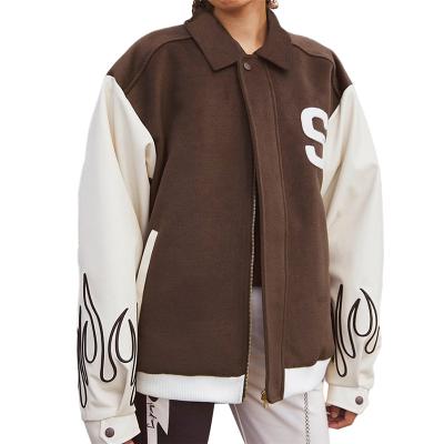 China 2021 Breathable Fashion Jacket Contrast Color Patchwork Alphabet Embroidery Slim Baseball Uniform Long Winter Coat for sale