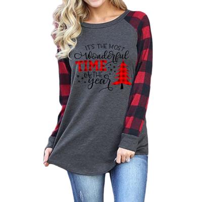 China 2021 NEW Halloween Pumpkin Letter Breathable Plaid Printing Casual Top for sale