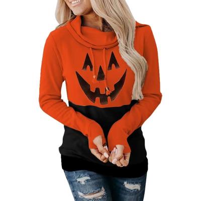 China NEW 2021 Breathable Pumpkin Face Cheetah Halloween Print Casual Plus Size Top Sweater For Women for sale