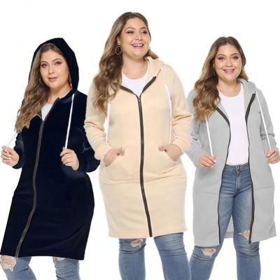 China Professional Plus Size Autumn Spring Plus Size Casual Hooded Women Long Hoodies For Ladies Coats for sale