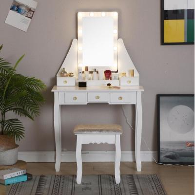 China Wooden Foldable Cheap Price Mirrored Dresser Dressing Table With Mirror And Stool for sale