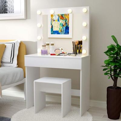 China Foldable Mirror Led Mirrored Furniture Bed Dressing Table Mini Cosmetic Dressers Dressing Table for sale