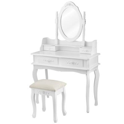 China White Adjustable Makeup Dressing Table Desktop Cabinet Vanity Cosmetic Dresser(Size) for sale