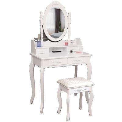 China Small (Height)Adjustable Mirror Bedroom Dresser Hotel White Dressing Table With Mirror for sale